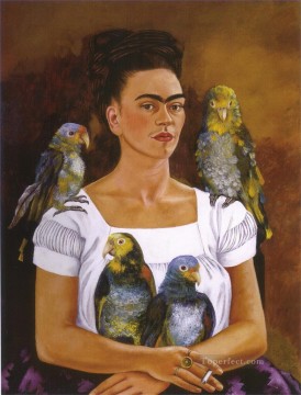 Frida Kahlo Painting - Yo y mis loros feminismo Frida Kahlo